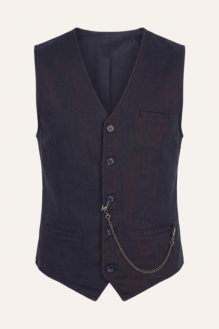 N° 5948 POCKET-WATCH CHAIN VEST - NAVY RED - Front View