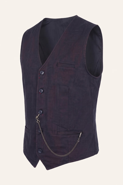 N° 5948 POCKET-WATCH CHAIN VEST - NAVY RED - Side View