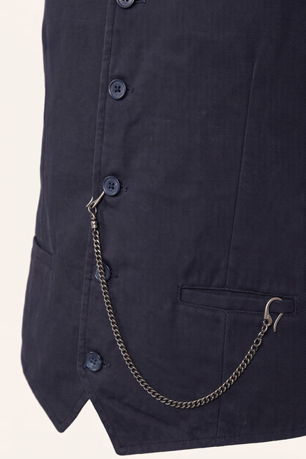 N° 5948 POCKET-WATCH CHAIN VEST - NAVY SAX - Detail View