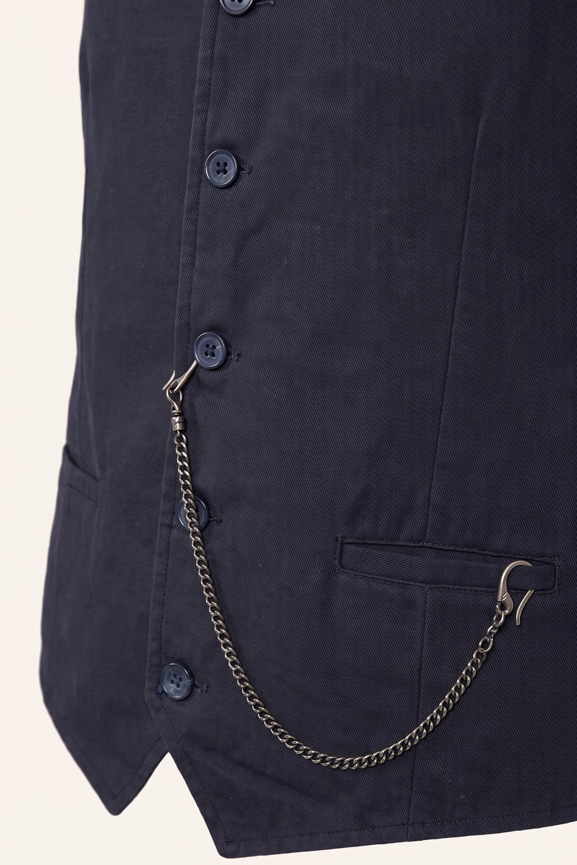 N° 5948 POCKET-WATCH CHAIN VEST - NAVY SAX - Detail View
