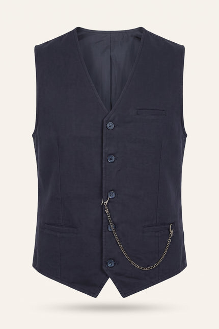 N° 5948 POCKET-WATCH CHAIN VEST - NAVY SAX - Front View