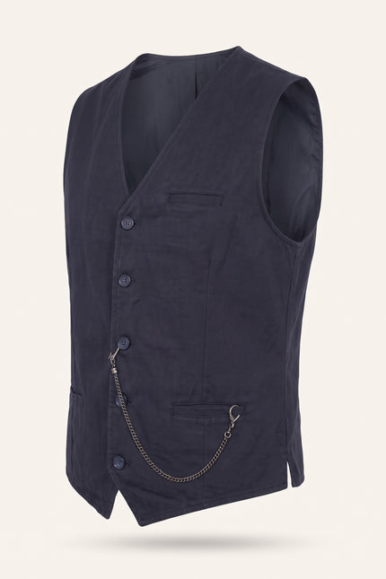 N° 5948 POCKET-WATCH CHAIN VEST - NAVY SAX - Side View