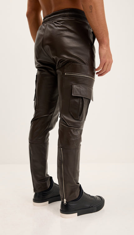 Genuine Leather Destination Joggers - Dark Brown