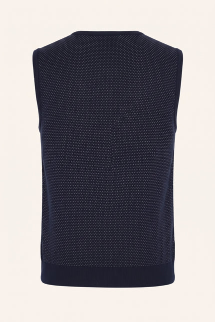 Textured Knitted GP Vest - Navy - Back View