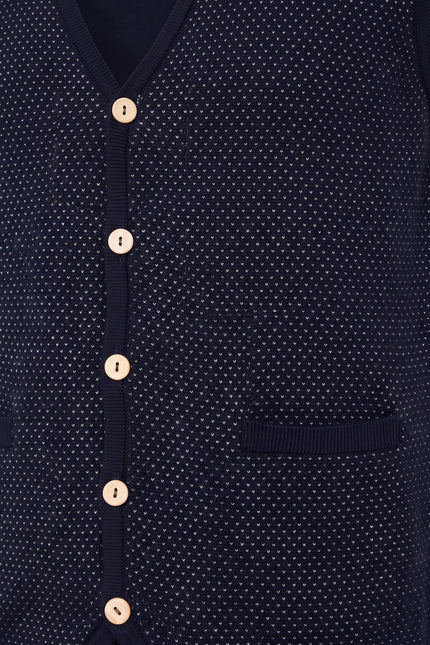 Textured Knitted GP Vest - Navy - Detail View