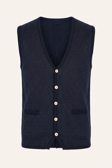 Textured Knitted GP Vest - Navy - Front View