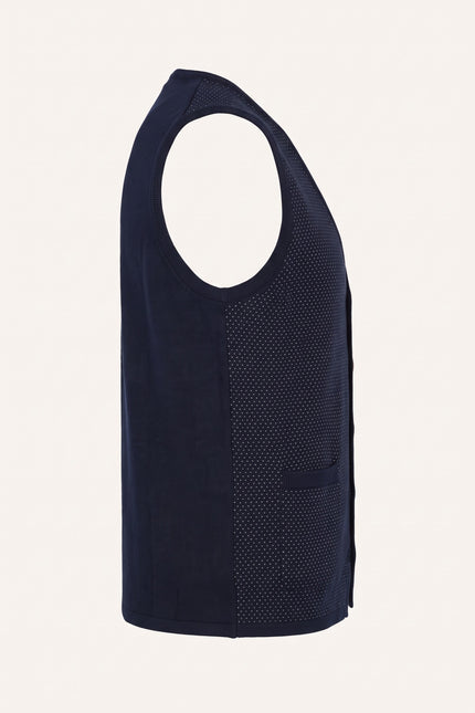 Textured Knitted GP Vest - Navy - Side View
