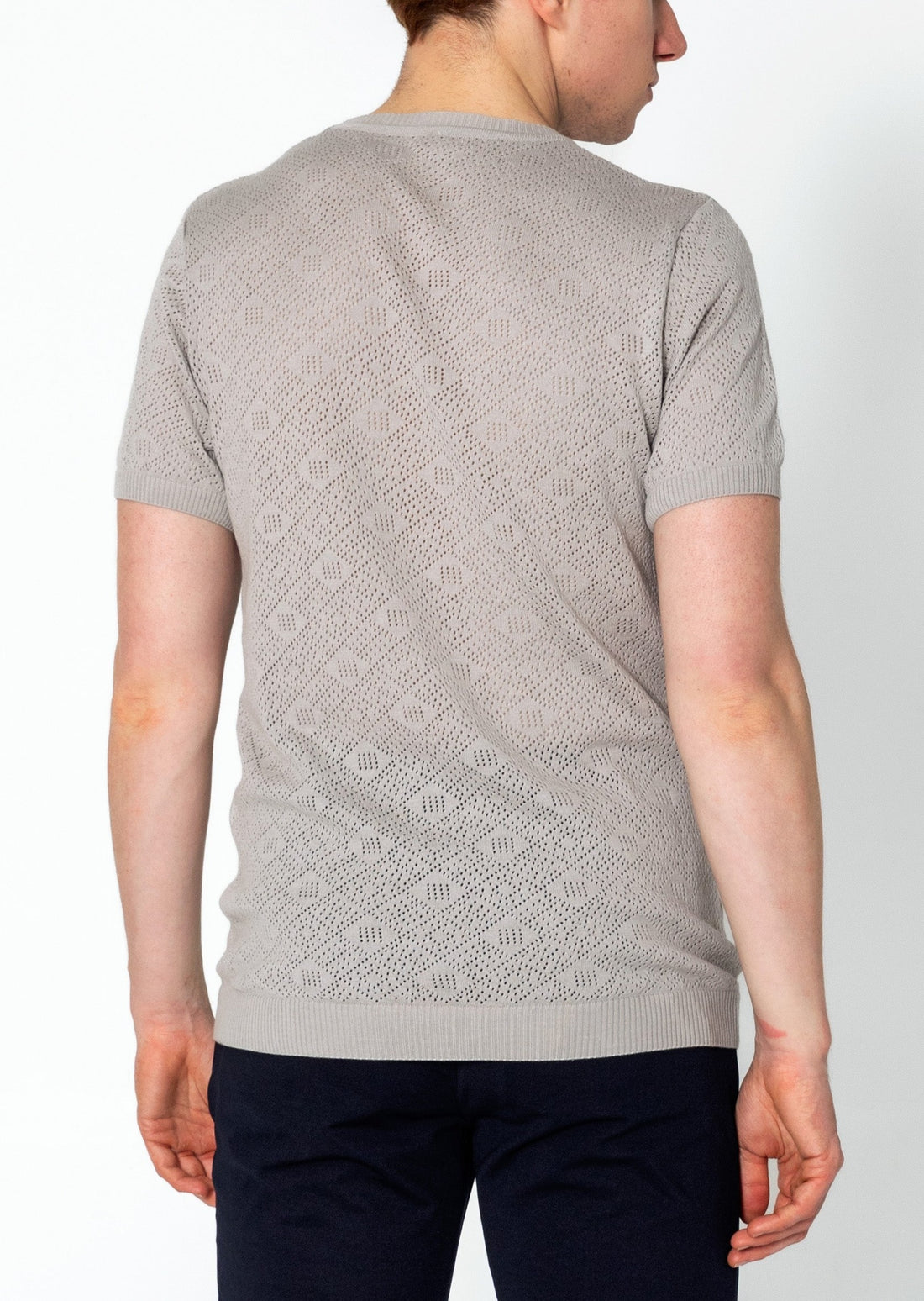 Geometric Crochet Knit Top - Grey
