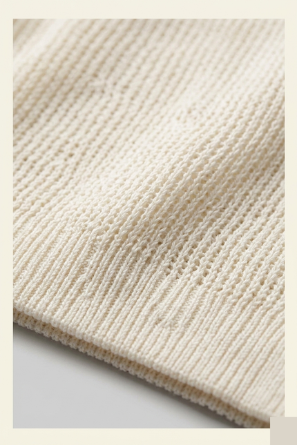 Men's Mesh Knit Tank Top - Off White - Detail - Ron Tomson