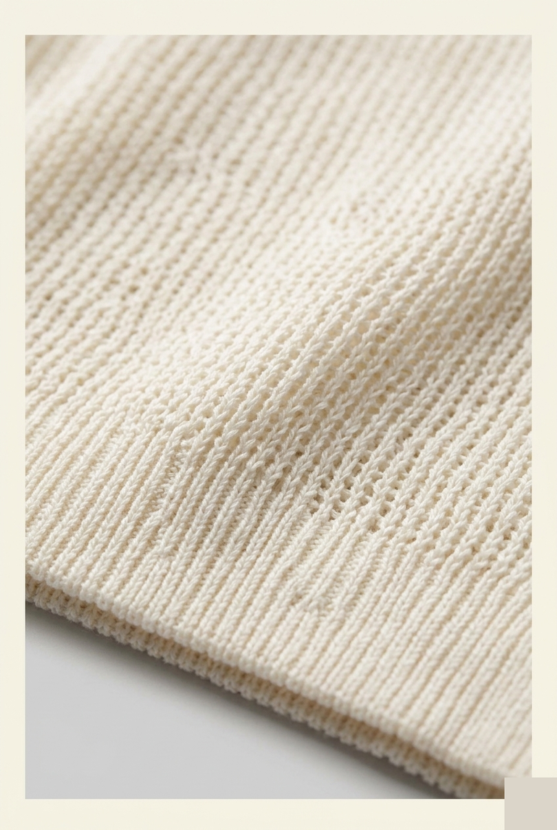 Men's Mesh Knit Tank Top - Off White - Detail - Ron Tomson