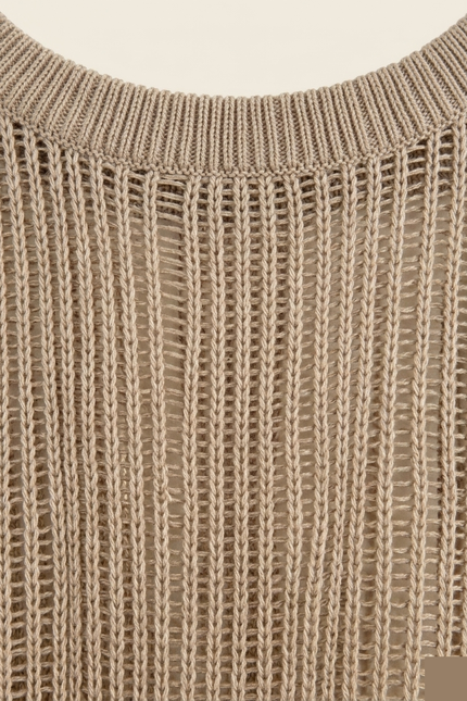 Men's Mesh Knit Tank Top - Stone - Detail - Ron Tomson