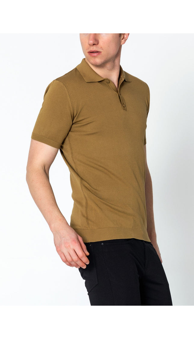 Lightweight Tonal-button Polo Tee - Mustard