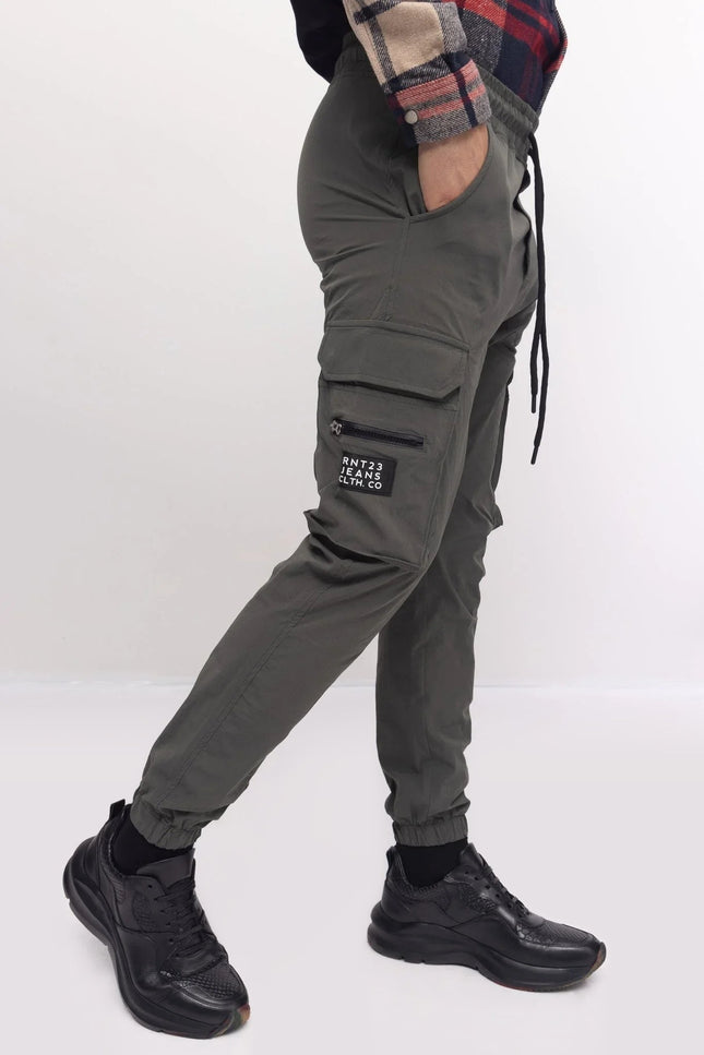 Side Zip-Pocket Jogger Pants - Khaki