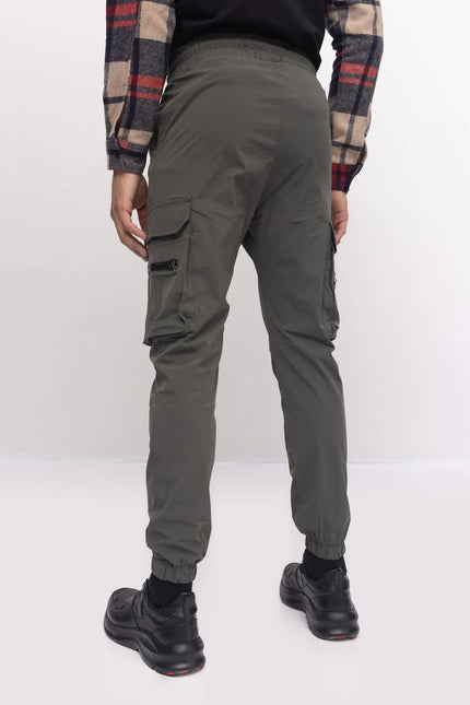Side Zip-Pocket Jogger Pants - Khaki