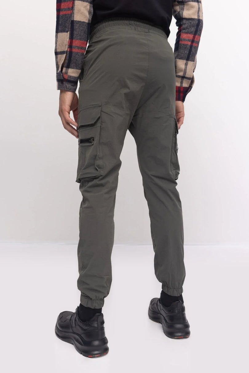 Side Zip-Pocket Jogger Pants - Khaki