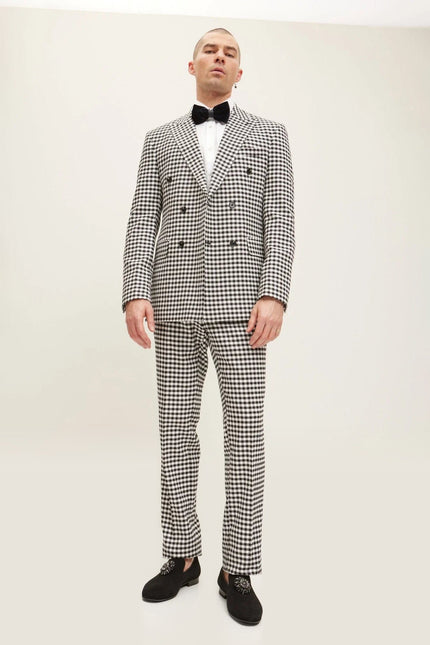 Double-Breasted Houndstooth Suit - Breasted Houndstooth Suit With Matching Pants
