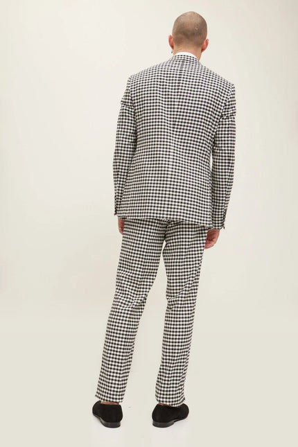 Double-Breasted Houndstooth Suit - Breasted Houndstooth Suit With Matching Pants