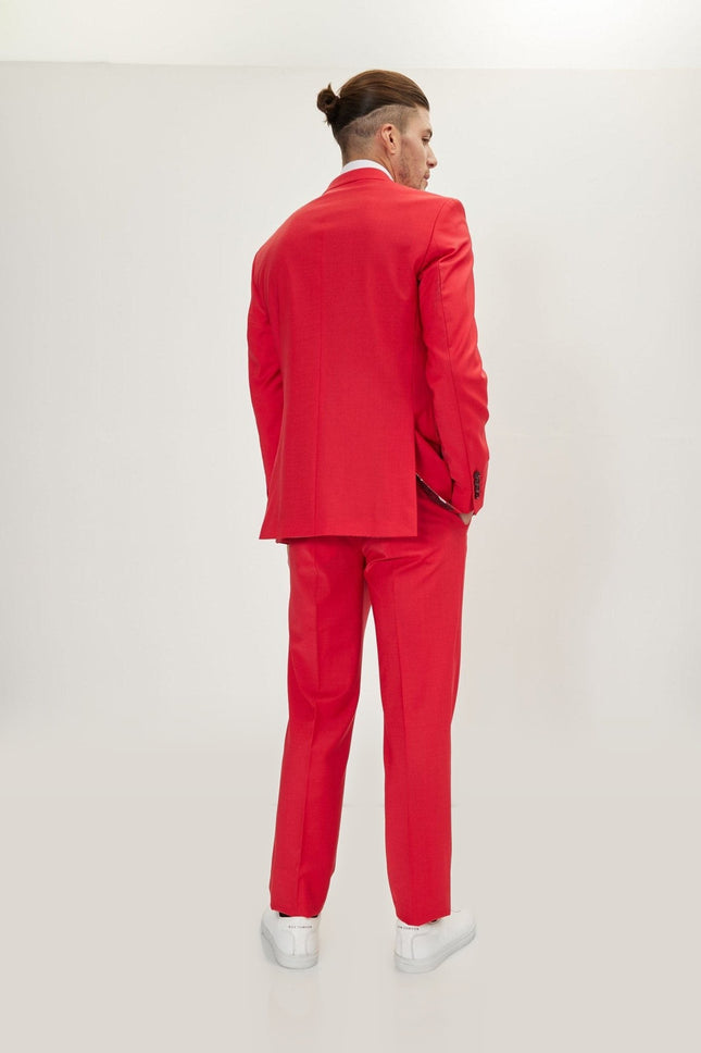 Super 120s Merino Wool Single-Breasted Suit - Valentine Red