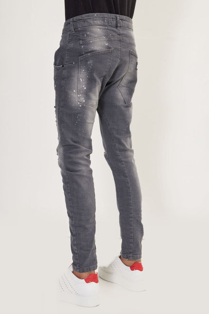 Distressed Slim-Fit Jeans - Grey