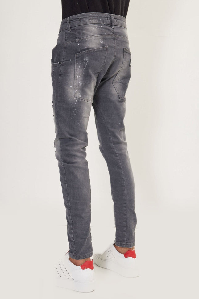 Distressed Slim-Fit Jeans - Grey