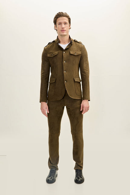 Microsuede Safari Jacket - Khaki