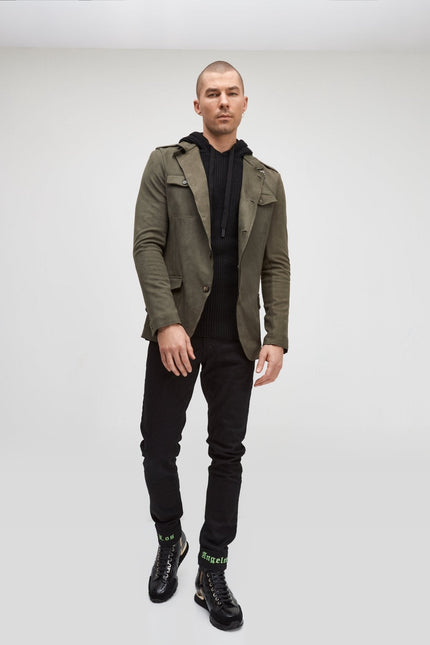 Microsuede Safari Jacket - Khaki