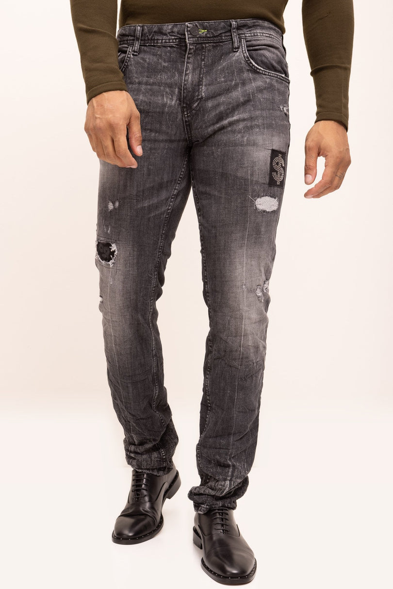 Fitted Cotton Money Jeans - Black