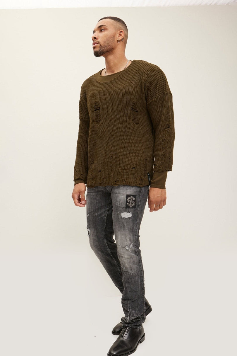 Two Piece Distorted Sweater - Khaki