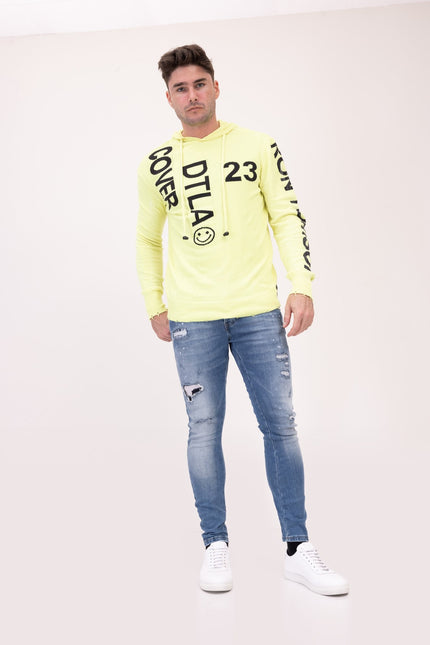 Cotton Graphic Hoodie - Neon Yellow
