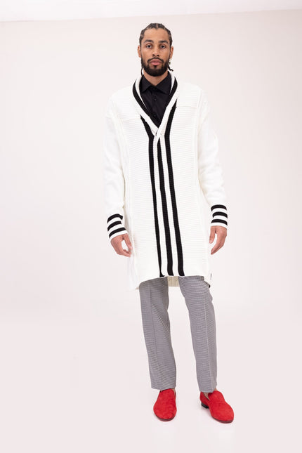 Longline Side Pocket Cardigan - Ecru