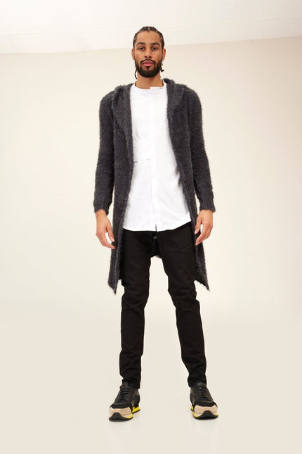 Fuzzy Long Cardigan - Anthracite