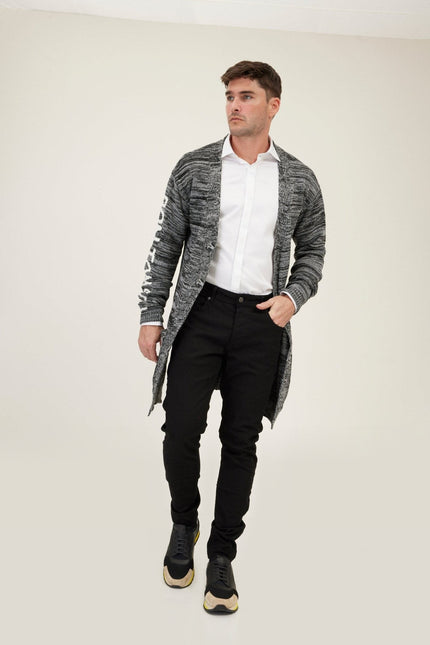 Dreamers Longline Cardigan - Black Grey