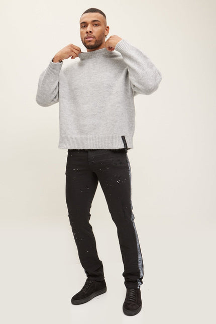 Wool Blend Crew-Neck Sweater - Grey