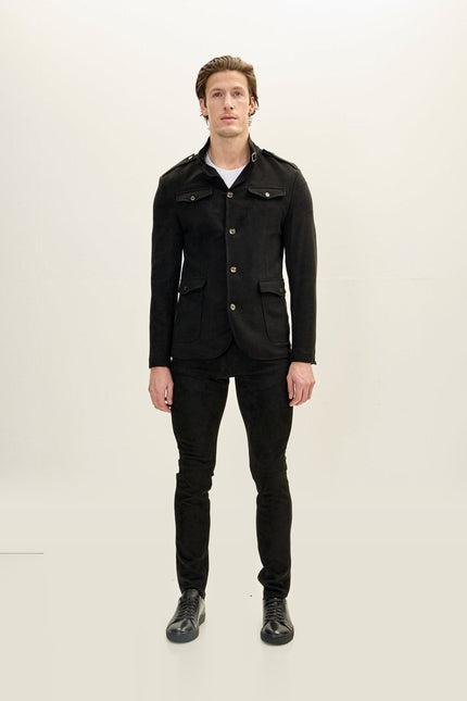 Microsuede Safari Jacket - Black
