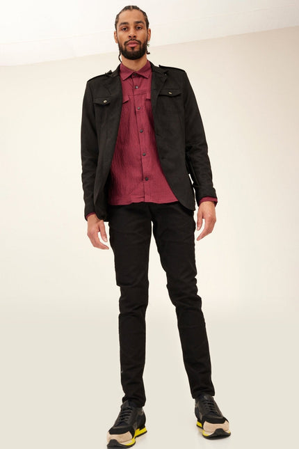 Microsuede Safari Jacket - Black