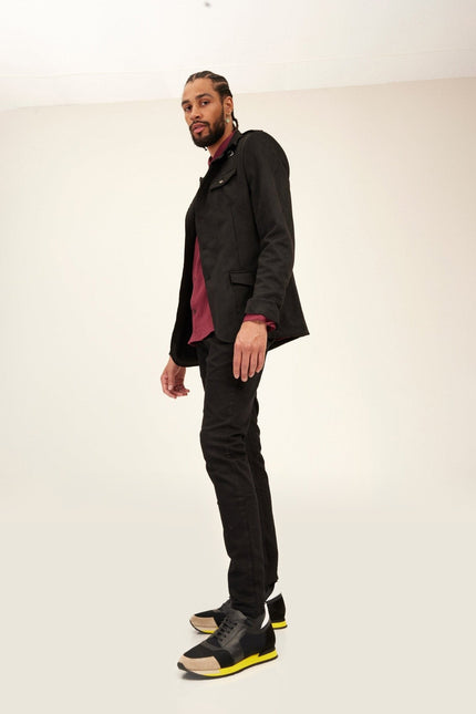 Microsuede Safari Jacket - Black