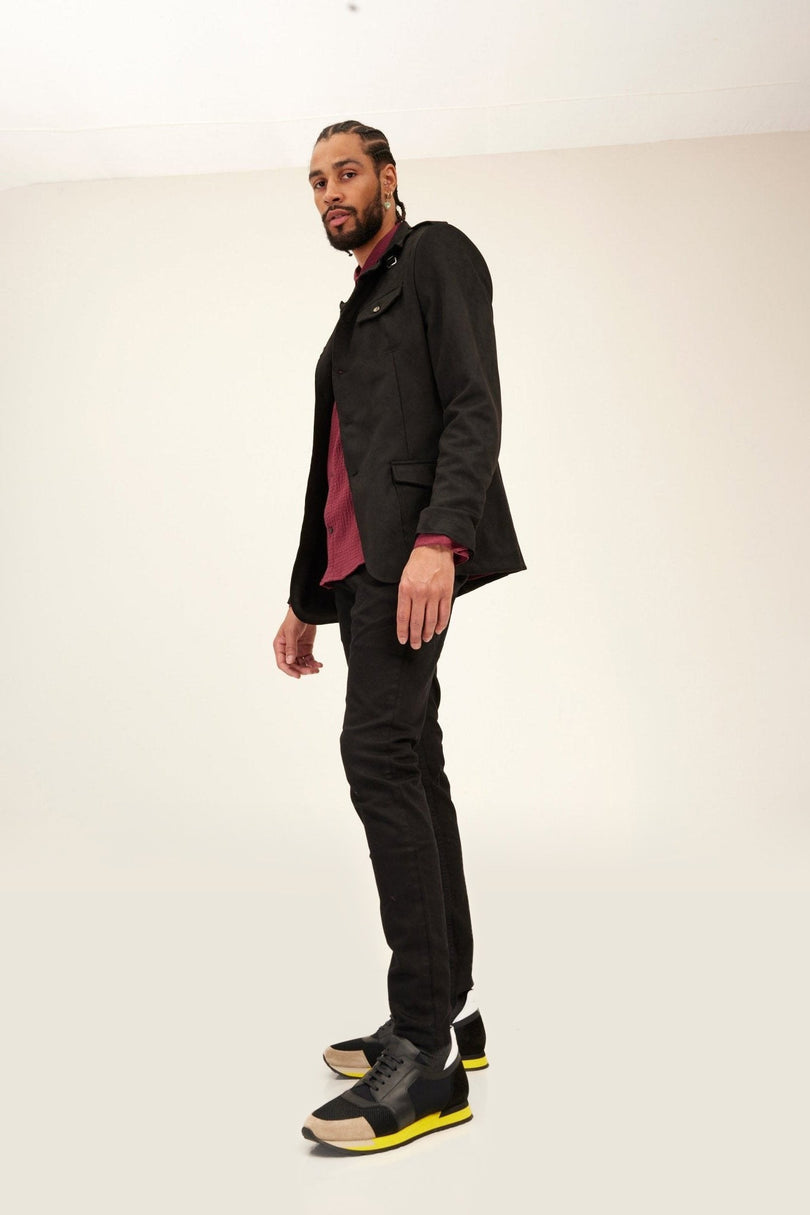 Microsuede Safari Jacket - Black