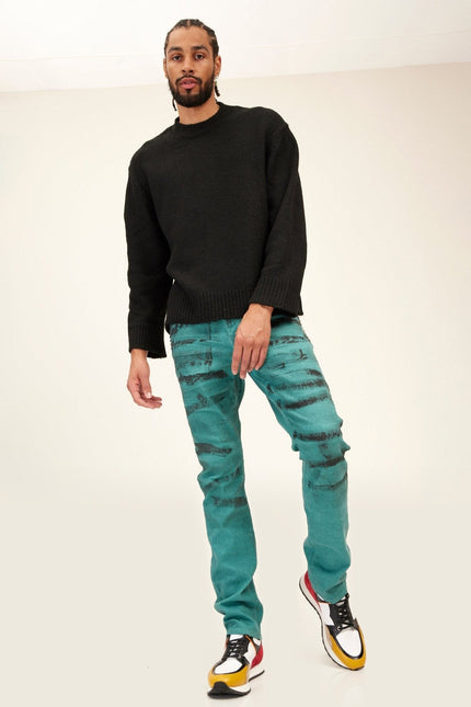 Wool Blend Crew-Neck Sweater - Black