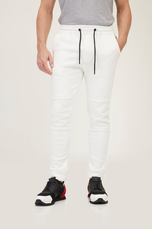 Fitted Drawstring Jogger Pants - White