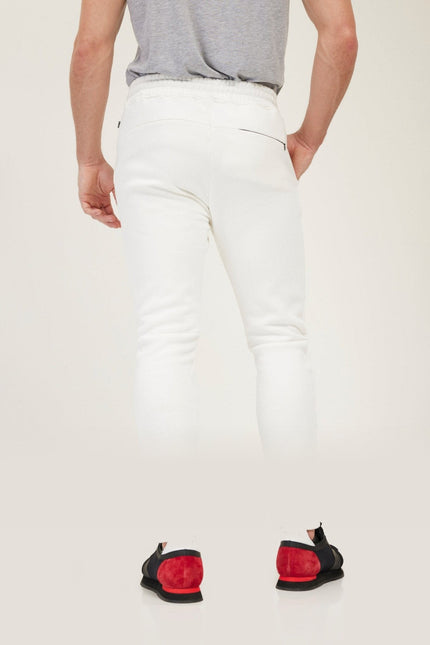 Fitted Drawstring Jogger Pants - White