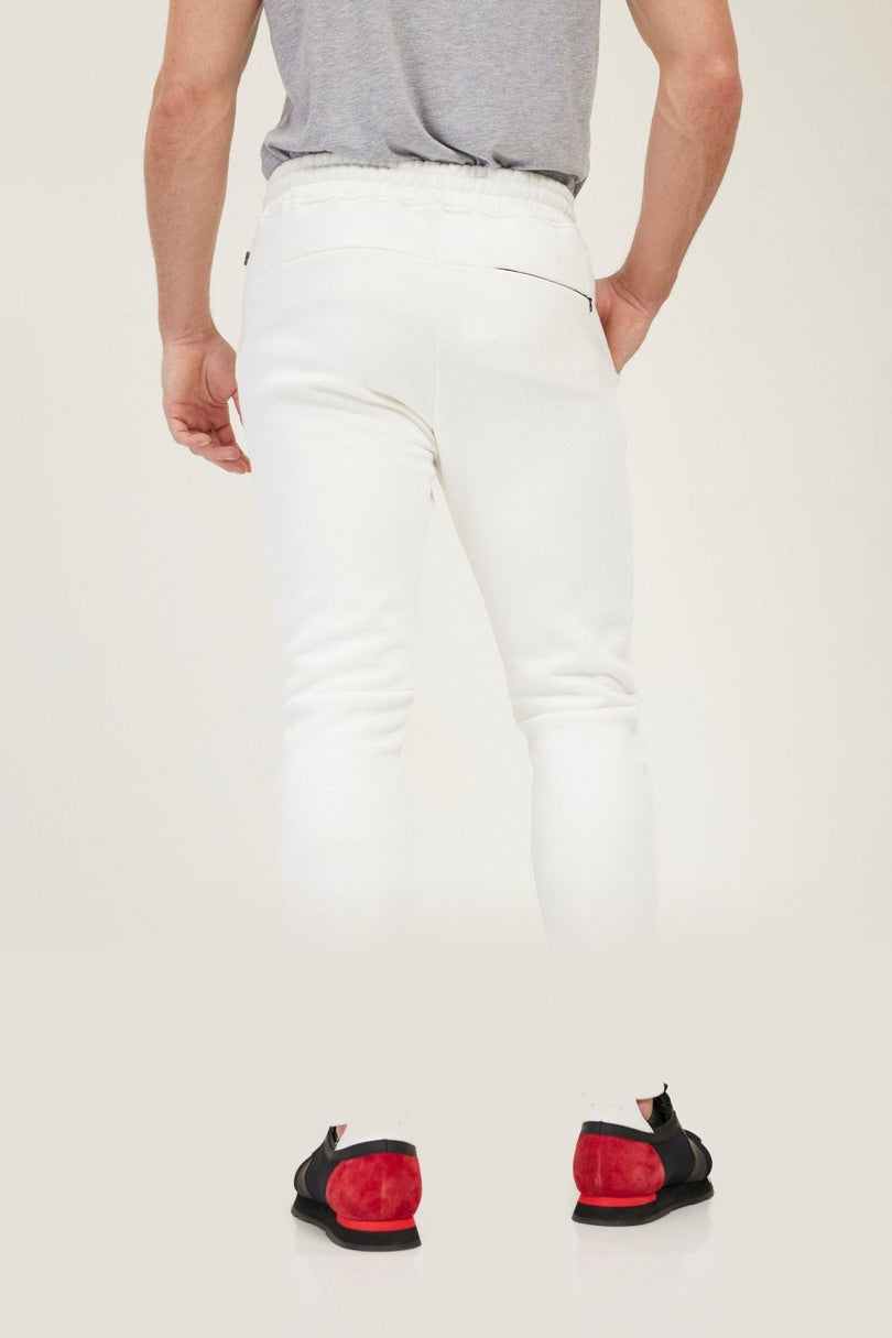 Fitted Drawstring Jogger Pants - White