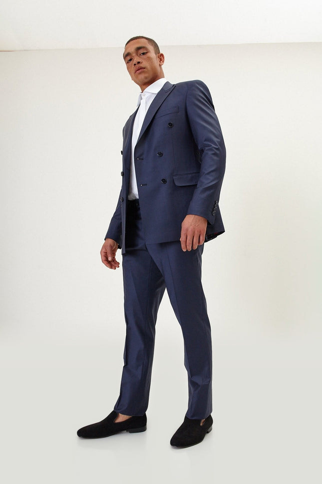 Super 120s Merino Wool Double-Breasted Suit - Dark Navy