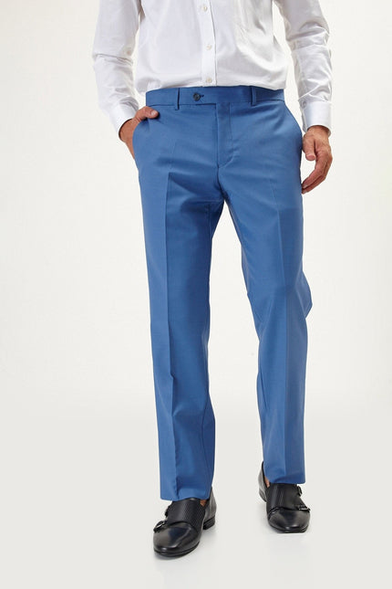 Super 120s Merino Wool Double-Breasted Suit - Provence Blue