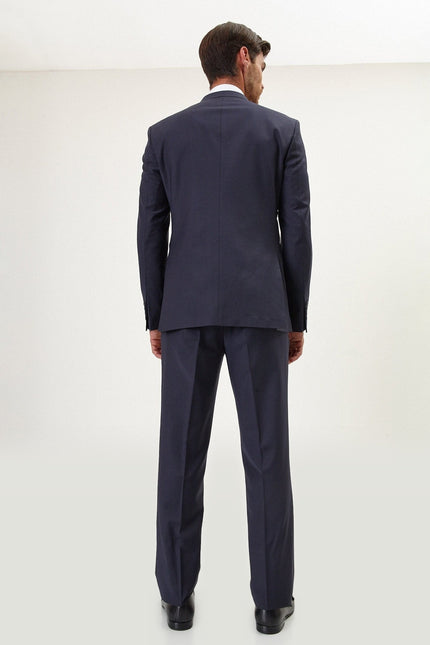 Super 120s Merino Wool Double-Breasted Suit - Midnight Blue