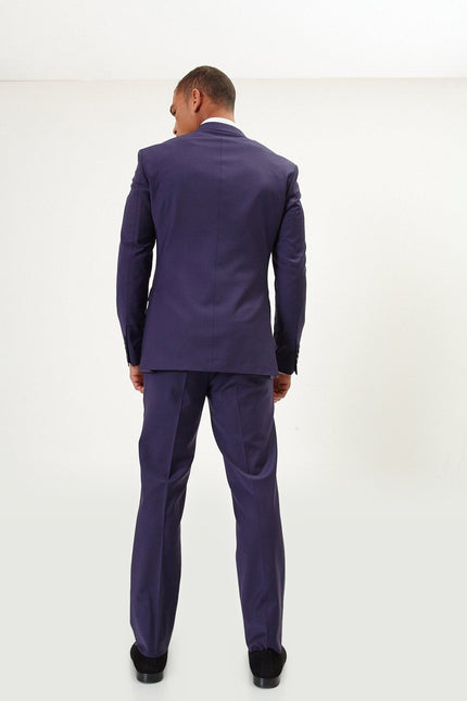 Super 120s Merino Wool Double-Breasted Suit - Aubergine Purple