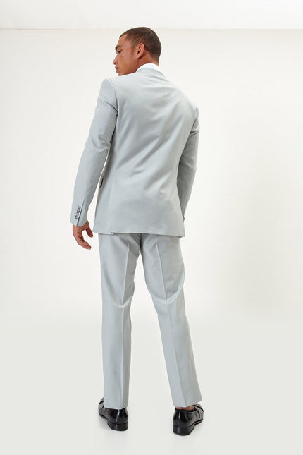 Super 120s Merino Wool Double-Breasted Suit - Sage Tint Grey