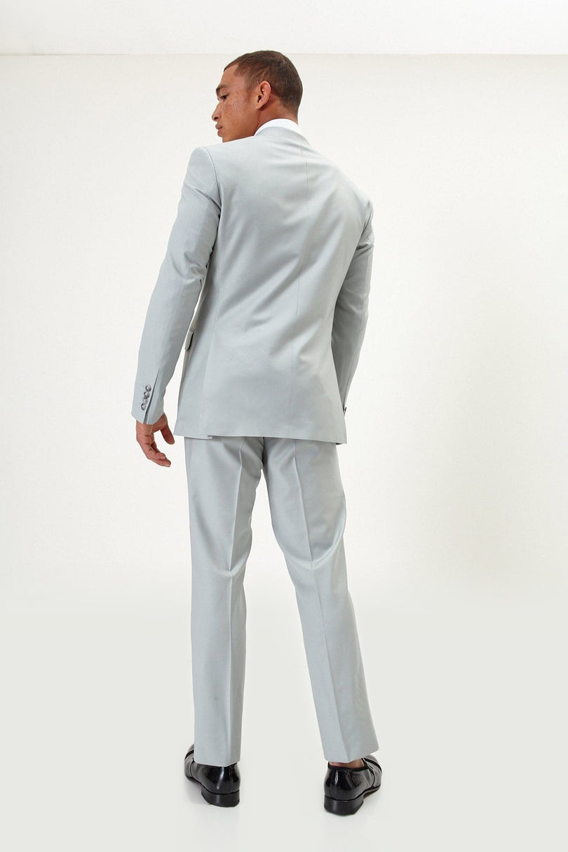 Super 120s Merino Wool Double-Breasted Suit - Sage Tint Grey