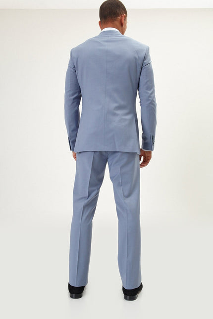 Super 120s Merino Wool Double-Breasted Suit - Monument Grey Ish Blue