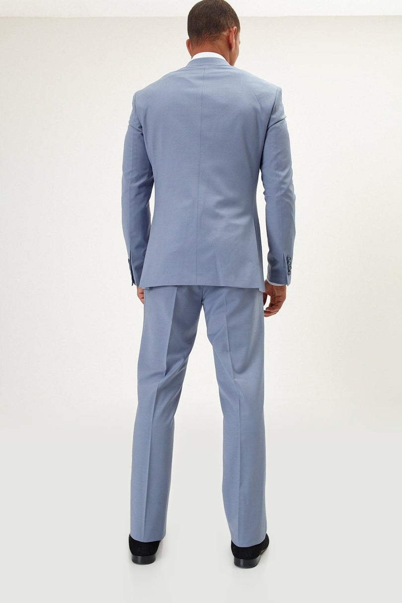 Super 120s Merino Wool Double-Breasted Suit - Monument Grey Ish Blue