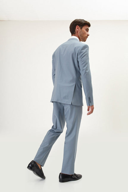 Super 120s Merino Wool Double-Breasted Suit - Cool Grey